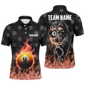 Flame 9 Ball Pool Pattern Billiard Polo Shirts Custom Skull Billiard Shirts, Personalized Billiard Polo Shirt