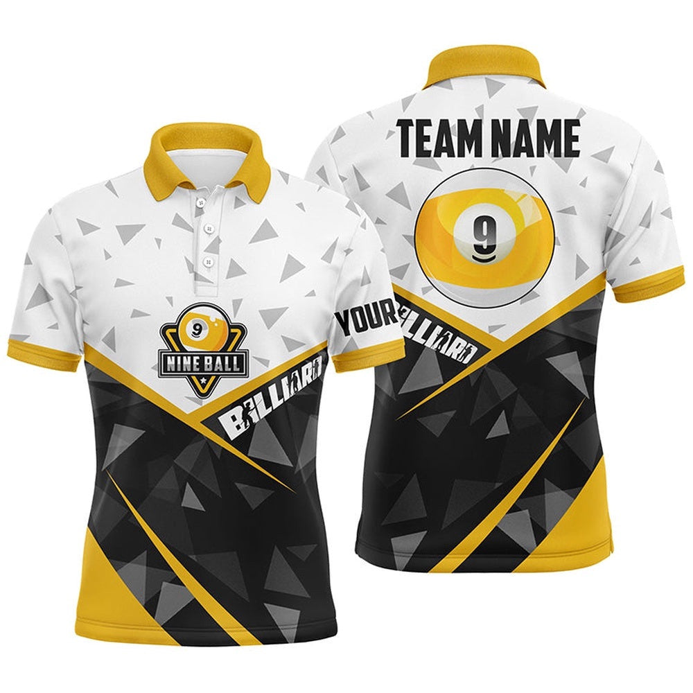 9 Ball Pool Billiard Polo Custom 3D Polo Shirts, 9 Ball Team League Billiard Shirts, Personalized Billiard Polo Shirt