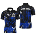 Blue Grunge 10 Ball Custom Billiard Polo For Pool Player, Personalized Billiard Polo Shirt