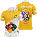 9 Ball Pool White Grunge Billiards Polo Shirts, 3D Billiard Balls Polo Shirts, Personalized Billiard Polo Shirt