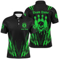 Custom Multicolor Bowling Skull Tattoo Shirt For Bowling Team, Bowling League Bowlers Outfits, Personalized Bowling Team Shirt
