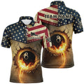 Custom Vintage US Flag 8 Ball Pool Burning Billiard Shirts, Billiard Father's Day Gifts Best, Personalized Billiard Polo Shirt