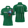 Customized Billiard Green American Flag Polo Shirts, Custom 8 Ball Unique Billiard Shirts, Personalized Billiard Polo Shirt