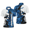 Blue Camo Men's Golf Polos Shirts Custom Name Golf Skull Shirts For Men, Golf Polo Shirt, Golf Shirts