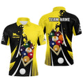 9 Ball Pool Billiard Balls 3D Black Yellow Polo Shirts, 9 Ball Billiard Shirts, Personalized Billiard Polo Shirt