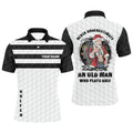 Black White Santa Golfer Custom Christmas Men's Golf Polo Shirt Never Underestimate Old Man Plays Golf, Golf Polo Shirt, Golf Shirts