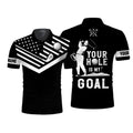 Black Men's Golf Polo Shirt White American Flag Custom Name Your Hole Is My Goal Funny Golf Team Shirt, Golf Polo Shirt, Golf Shirts