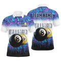 Black Yellow Billiard 8 Ball & 9 Ball Pool Polo Shirts, Personalized Billiard Polo Shirt
