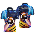Blue And Orange Billiard 8 Ball Polo Shirts Custom Billiard Uniform For Team, Personalized Billiard Polo Shirt