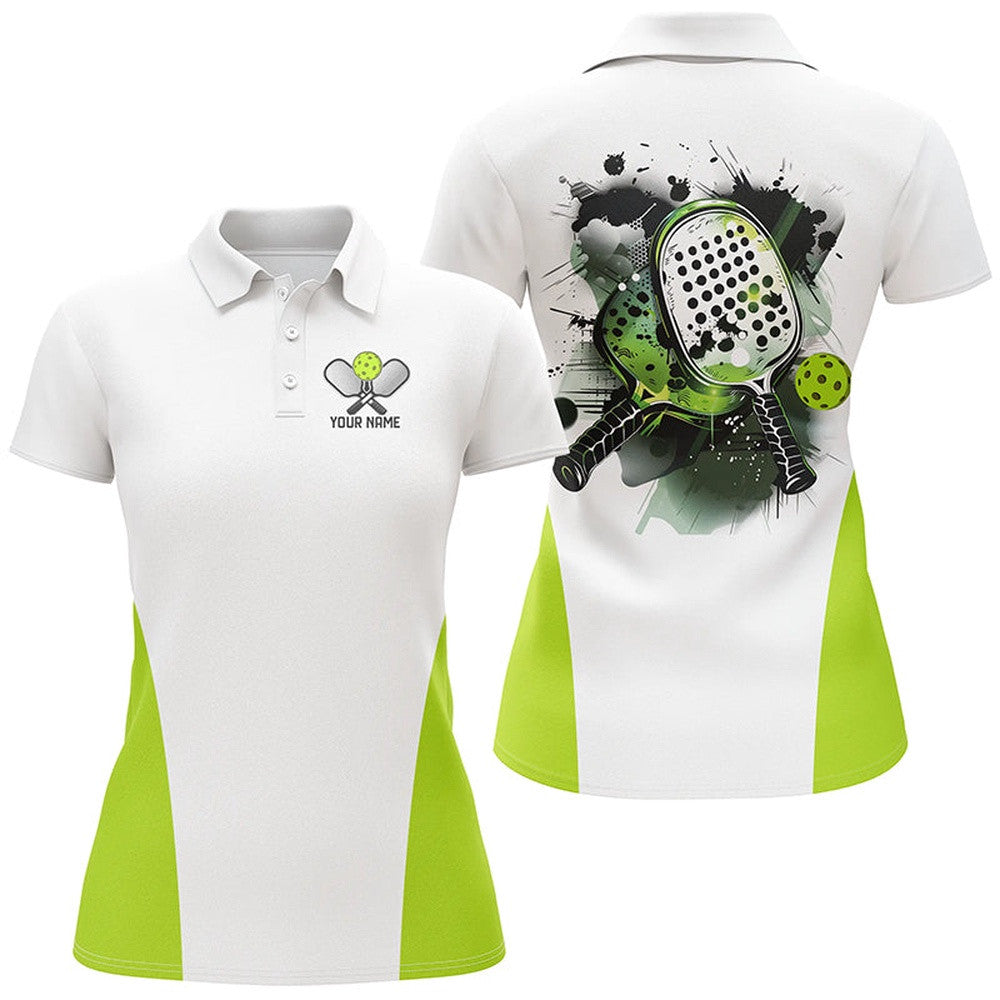 Custom Watercolor Pickleball Polo Shirts, Women's Pickleball Outfits Green, Pickleball Polo Shirts