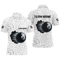 8 Ball Pool Magic White Crack Pattern Billiard Polo Shirt, Unique Billiard Shirts, Personalized Billiard Polo Shirt