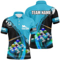 Billiard Balls Blue 3D Polo Shirts, Custom Player Billiards Pool Polo, Personalized Billiard Polo Shirt