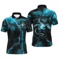 Blue Thunder Lightning Custom Dragon Pickleball Polo Shirts For Men, Pickleball Team Outfit, Pickleball Polo Shirts