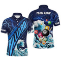 Funny Billiard Balls With Waves Custom Polo Shirts, Unique Billiard Attire Design, Personalized Billiard Polo Shirt