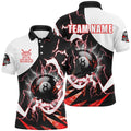 8 Ball Pool Billiard Polo Shirts Custom Lightning Thunder Red Billiard Team Polo, Personalized Billiard Polo Shirt