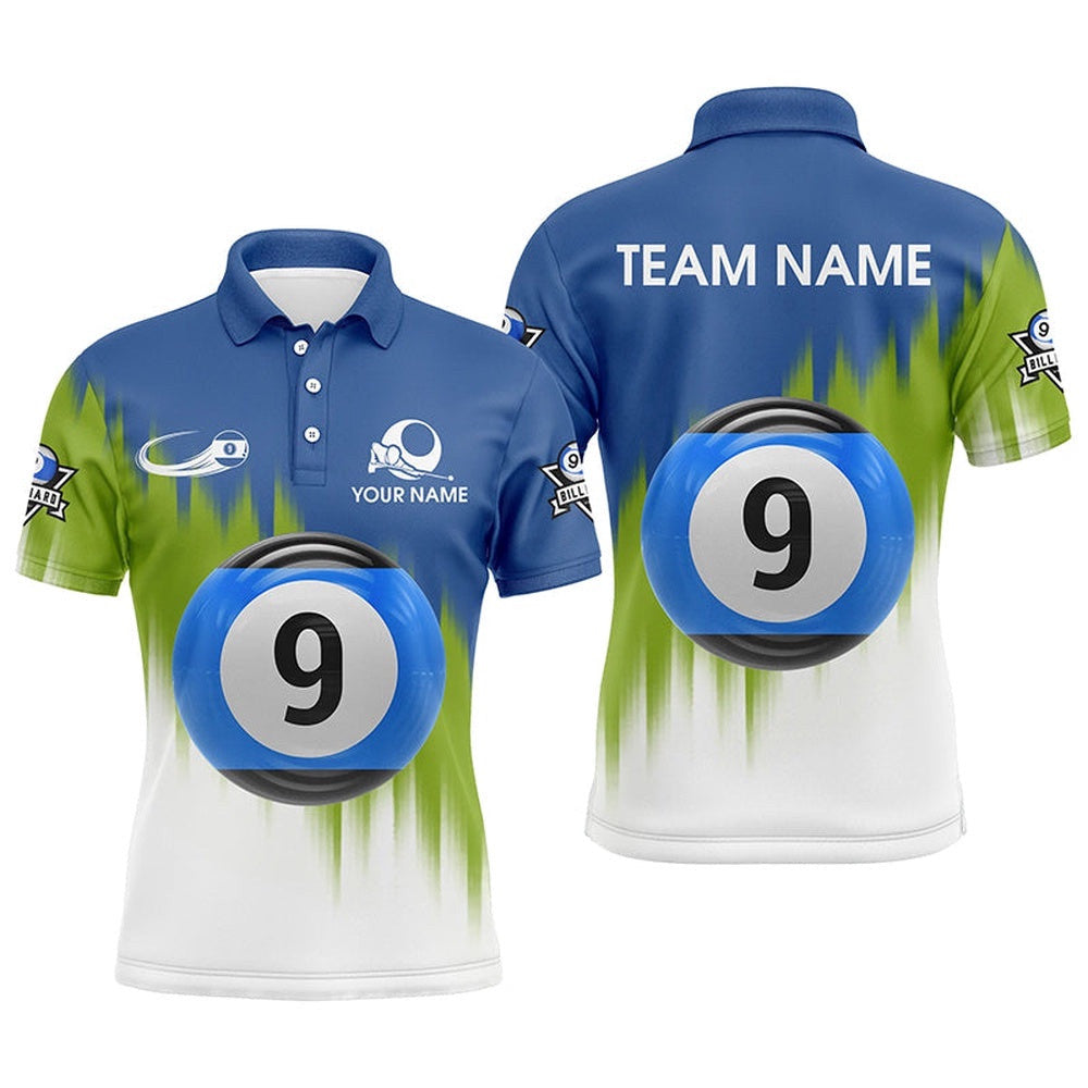 9 Ball Pool Player Custom Billiards Polo, Personalized Billiard Polo Shirt