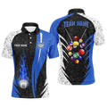 8 Ball Pattern Billiard Blue 3D Polo Shirts, Custom Billiard Balls Polo, Personalized Billiard Polo Shirt