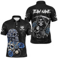 Funny Blue Skull Roses 8 Ball Billiard Shirts Custom Pool Team Shirts Designs, Personalized Billiard Polo Shirt