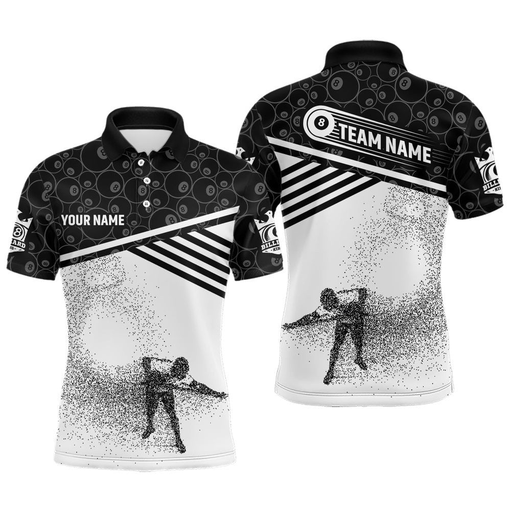 8 Ball Pattern Custom Pool Player Billiards Polo, Personalized Billiard Polo Shirt