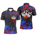 Blue And Red Camo Bowling Team Shirts Custom Men Polo Shirts Bowling League Shirts, Personalized Bowling Team Shirt
