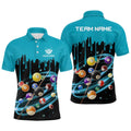 Blue Paint 8 Ball Billiard 3D Polo Shirts, Custom Pool Billiards Polo, Personalized Billiard Polo Shirt