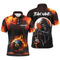 Flame 9 Ball Pool Billiard Polo Shirts Custom Skull Billiard Team Shirts, Personalized Billiard Polo Shirt