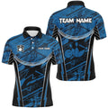 Blue Camo Men Bowling Polo Shirts Custom Team Bowling Polo Shirt, Gift For Bowlers, Personalized Bowling Team Shirt