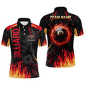 Customized Billiard Ball 8 Flame 3D Printed Polo Shirts Custom Billiard Attire Idea For Player, Personalized Billiard Polo Shirt