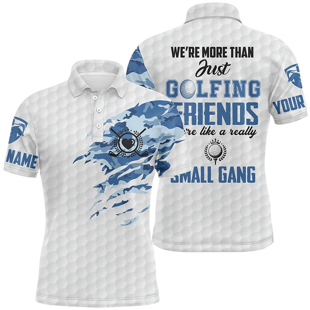 Blue Camo Men's Golf Polo Shirts Personalized White And Blue Golf Shirts For Men, Golf Polo Shirt, Golf Shirts