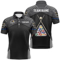 8 Ball Billiards Sport Black 3D Polo Shirts, Custom Billiard Balls Polo, Personalized Billiard Polo Shirt