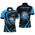 Blue Glass Break 10 Ball Billiard 3D Polo Shirts, Personalized Billiard Polo Shirt