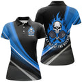 Custom Skull Women's Pickleball Polo Shirts Stay Out Of The Kitchen Pickleball Blue, Pickleball Polo Shirts