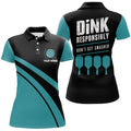 Dink Responsibly Sayings Custom Name Blue Pickleball Polo Shirts For Men, Pickleball Polo Shirts