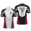 8 Ball Pattern Billiard 3D Polo Shirts, Custom Name US Flag Billiard Shirts, Personalized Billiard Polo Shirt