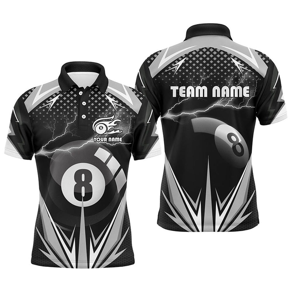 Billiard 8 Ball Pool Thunder Polo Shirts, Custom Pool Billiards 3D Shirts, Personalized Billiard Polo Shirt
