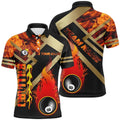 8 Ball Pool Fire Flame 3D Printed Polo Shirts Custom Billiard Polo Uniform, Personalized Billiard Polo Shirt