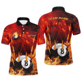 8 Ball Pool In Fire Custom 3D Printed Best Pool Team Polo Shirts, Personalized Billiard Polo Shirt