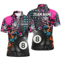 8 Ball Pool Grunge Colorful Custom Billiards Pool Shirts, Personalized Billiard Polo Shirt