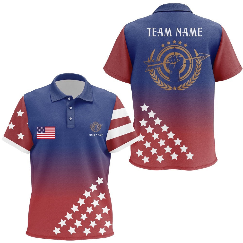 American Archery Polo Shirts Custom Team Name US Archery Clothing, Custom Archery Team Polo Shirt