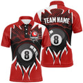 8 Ball Pool Thunder Lighting Red 3D Polo Shirts, Custom Billiards Polo, Personalized Billiard Polo Shirt