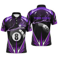 Billiard 8 Ball Pool Thunder Purple Polo Shirts, Custom Billiards 3D Shirts, Personalized Billiard Polo Shirt