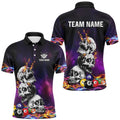 Funny Skull Colorful Billiard Balls Polo Custom Unique 3D Billiard Shirts, Personalized Billiard Polo Shirt