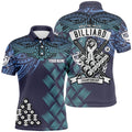 Blue Tribal Pattern Billiard Championship 3D Polo Shirts, 8 Ball Pool Polo, Personalized Billiard Polo Shirt