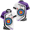 Archery Target Polo Shirts Custom Purple White Archery Polo, Custom Archery Team Polo Shirt