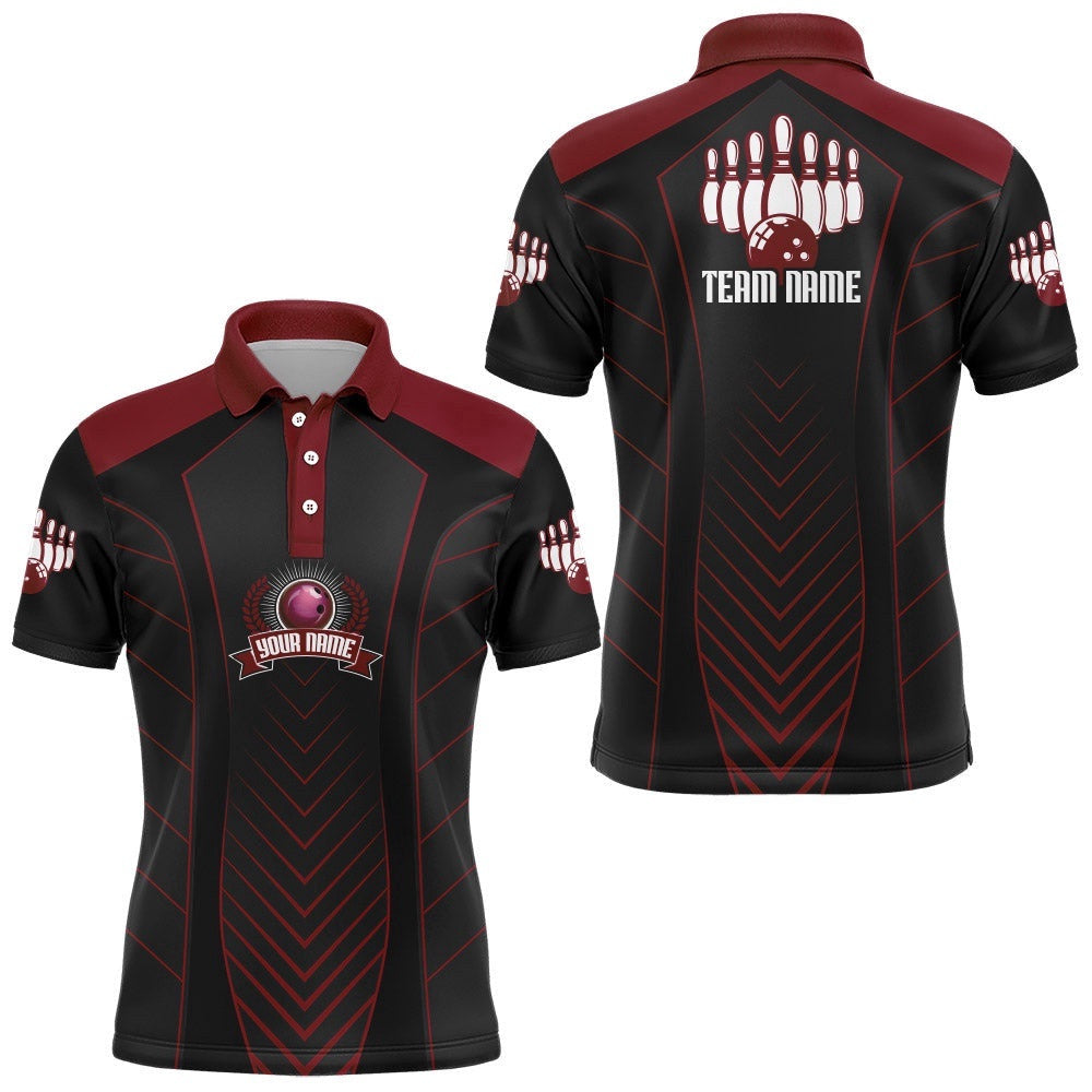 Bowling Polo Shirt For Men Custom Name Bowling Polo Shirt Vintage Bowling Team Shirt, Personalized Bowling Team Shirt