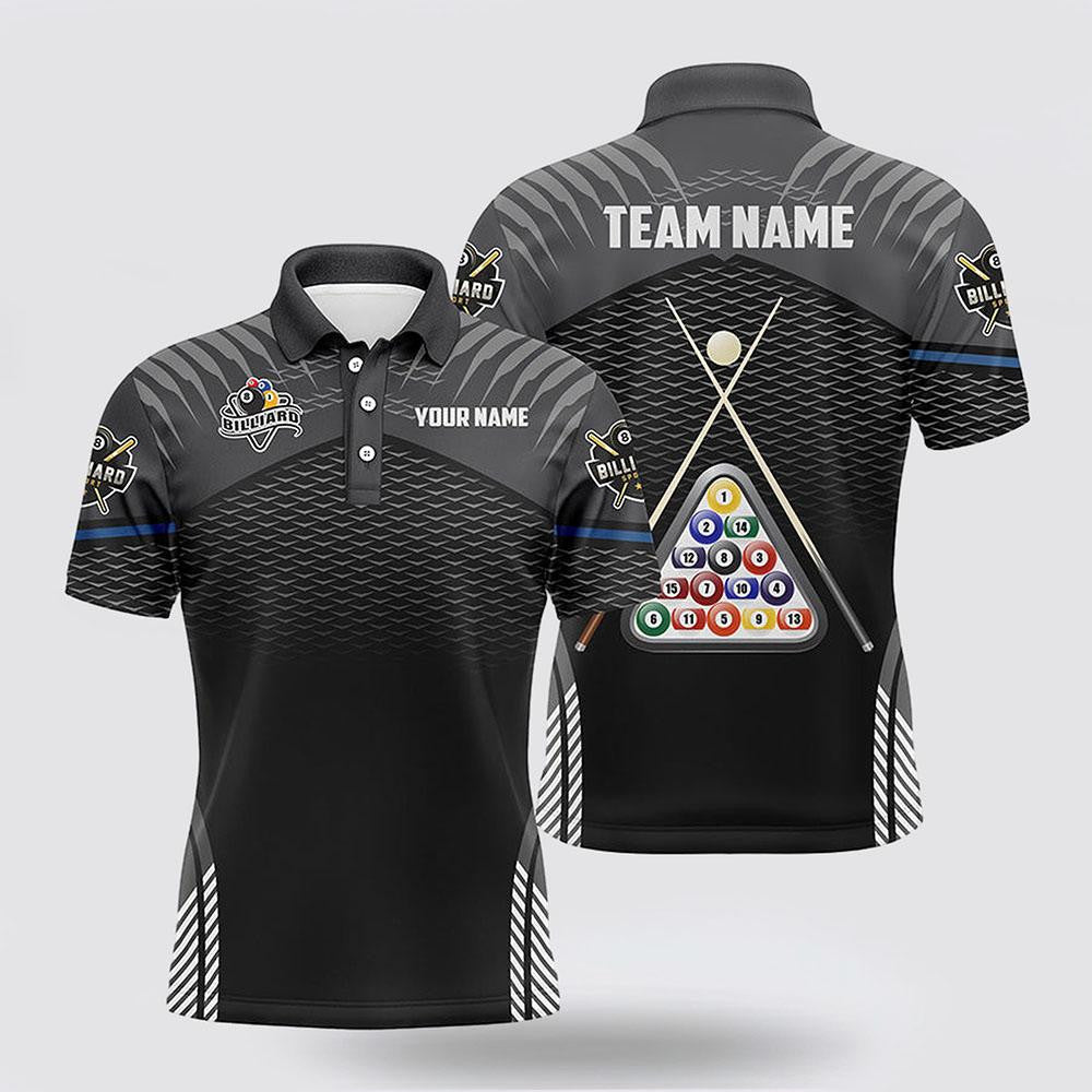 Billiard Polo Shirts, 8 Ball Billiards Sport Black 3D Polo Shirts Billiard Balls Jerseys, Billiard Shirt Designs