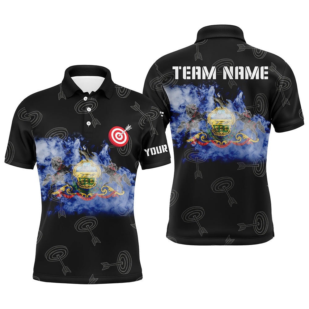 Archery Pennsylvania Flag Polo Shirts For Men Custom Patriotic Team Archery Polo, Custom Archery Team Polo Shirt