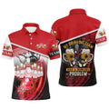 Funny Bowling Polo Shirts For Men Custom Team Name My Drinking Team Has A Bowling Problem Red, Personalized Bowling Team Shirt
