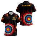 Archery Target On Fire Polo Shirts Custom Name Archery Shirts For Archer, Custom Archery Team Polo Shirt
