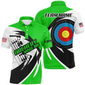 Green Archery Polo Men Polo Shirts Custom Archery Bow Shirts, Custom Archery Team Polo Shirt